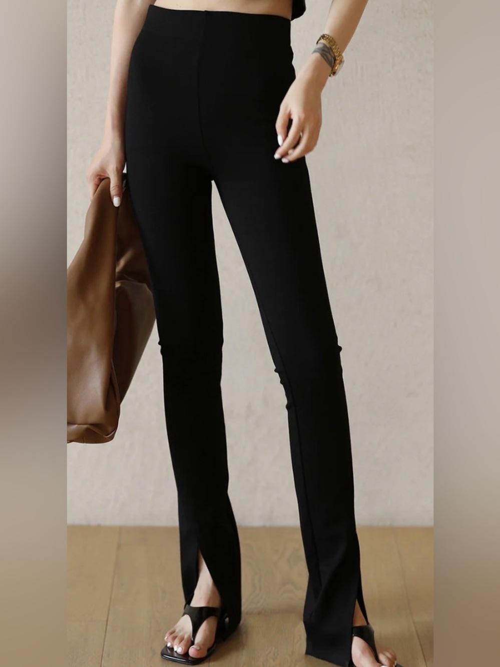 COMMENSE Leisure Straight Split Hem Leg Pant Black Size Small NWT